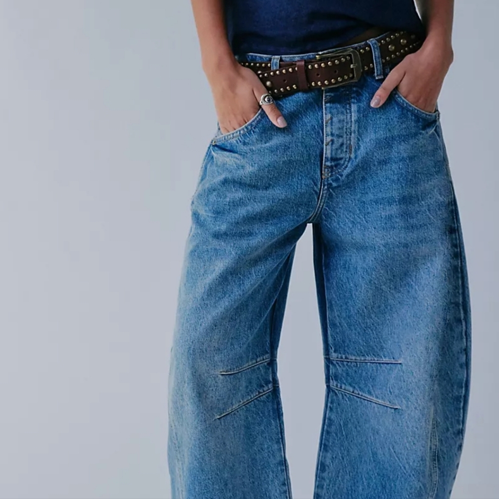 Free People We The Free Good Luck Mid-Rise Barrel Jeans